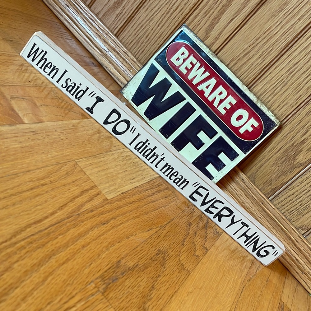 married life wood & metal word signs